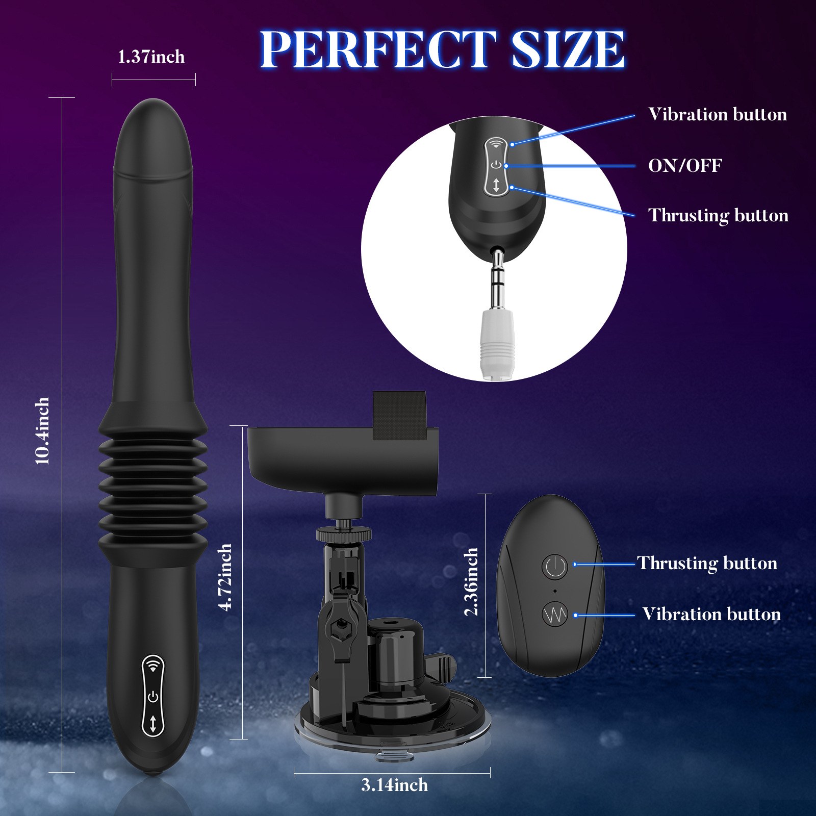 Thrusting Vibrating Dildo with Suction Base — view 4 of 7